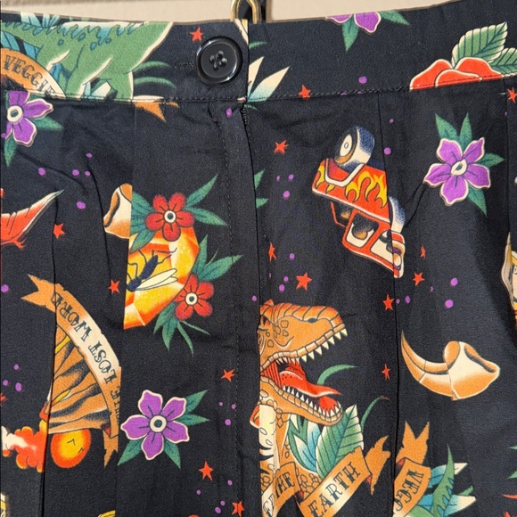 NWT Dangerfield Prehistoric Tattoo Dinosaurs Jurassic Park Skater Skirt Sz 14 - Picture 4 of 7